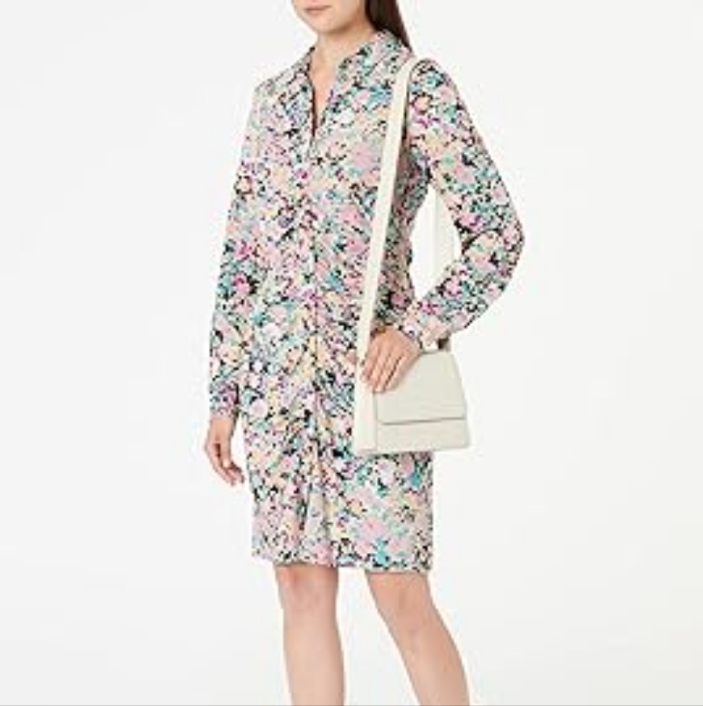 NWT Pieces Floral Print Button Up Women's Dress